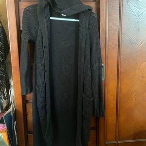 Black long cardigan with HOOD